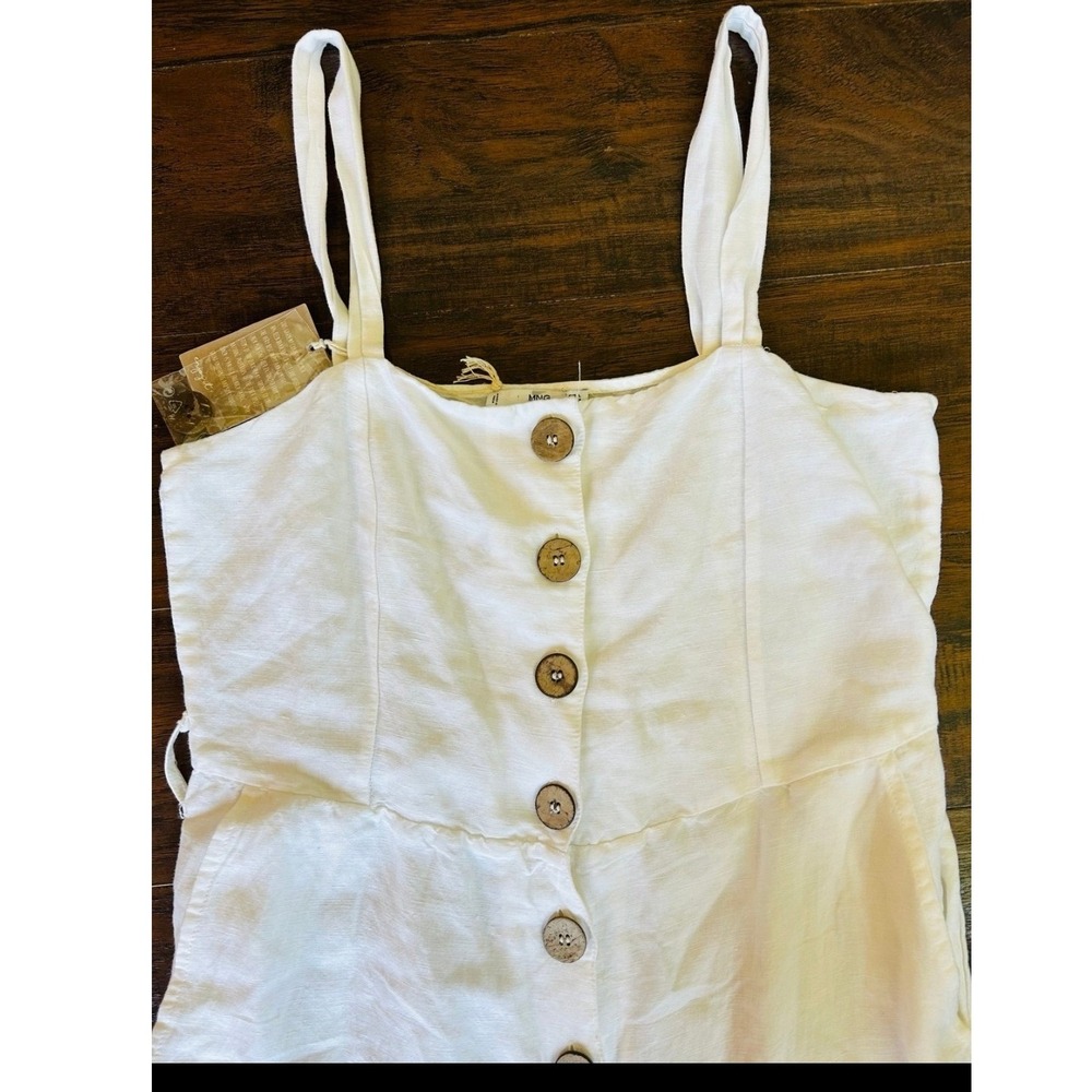 MNG Mango NWT White Button Front Sleeveless Romper Size M NEW - Picture 6 of 6